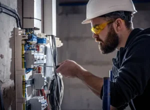 a-male-electrician-works-in-a-switchboard-with-an-electrical-connecting-cable